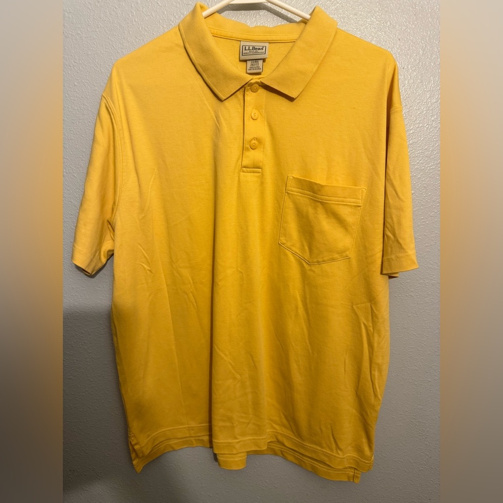 L.L. Bean Men's Yellow Polo Shirt Regular L